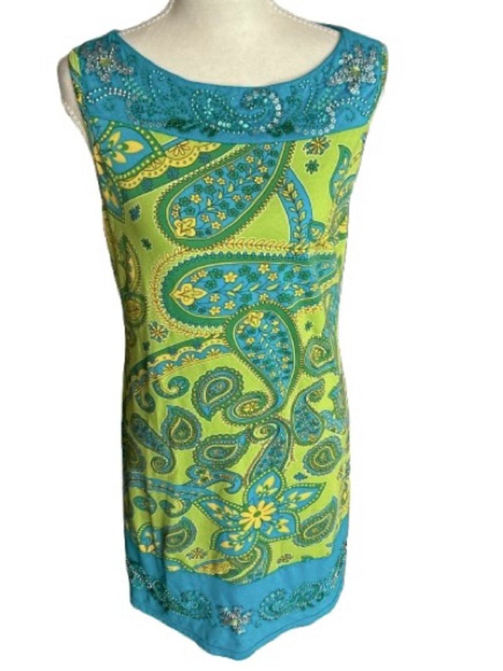 Vintage Cotton beaded Floral Dress by JOYOUS & FREE Paisley Mandala Boho Med